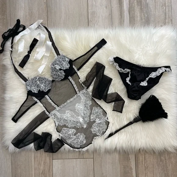 S Complete set Vs Victoria’s Secret sexy little thing french Maid Apron costume - Picture 3 of 17